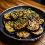 Low-calorie air fryer eggplant dish served on a plate