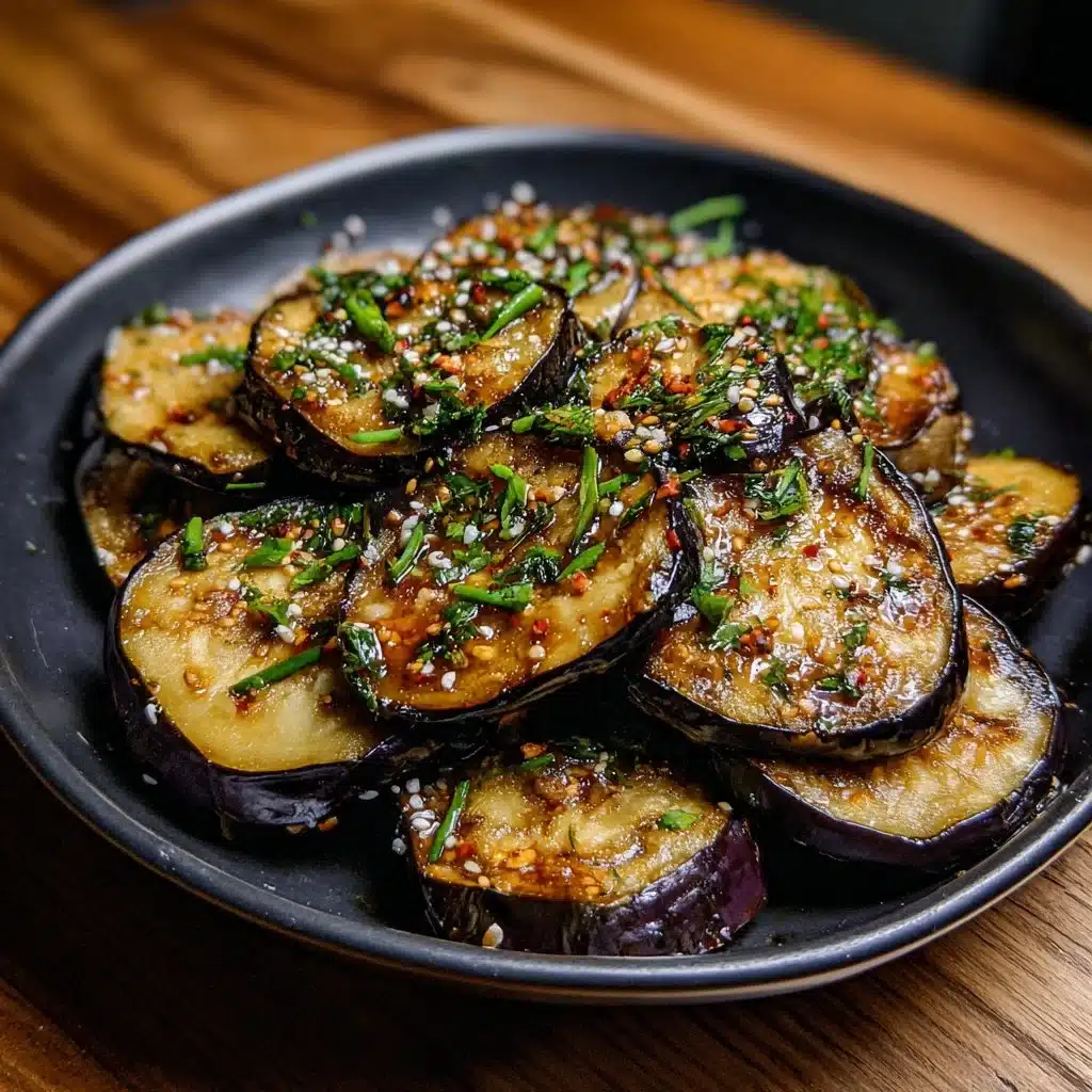 Low-calorie air fryer eggplant dish served on a plate