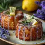 Mini lemon cakes with lavender glaze, a delicious dessert option