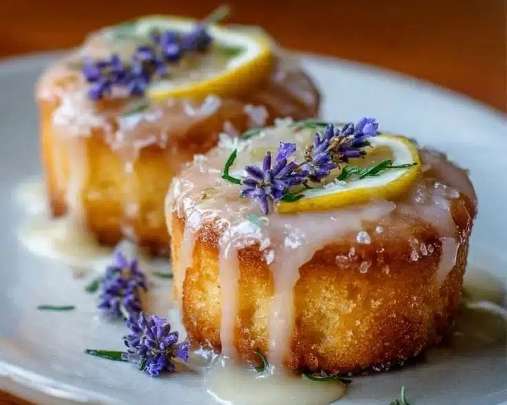 Mini Lemon Cakes With Lavender Glaze