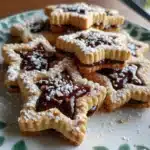 Delectable Nutella Linzer Cookies stacked on a plate