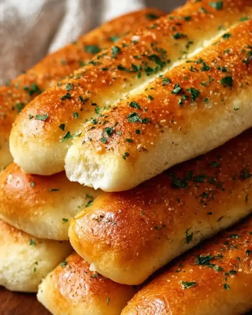 Delicious Olive Garden-style breadsticks served with garlic butter.