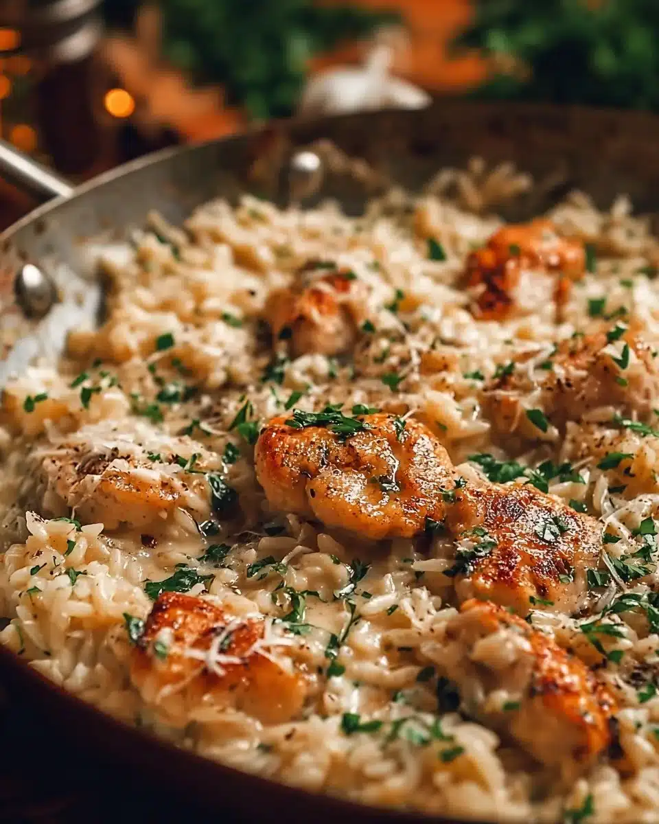 One-Pan Creamy Parmesan Chicken and Rice