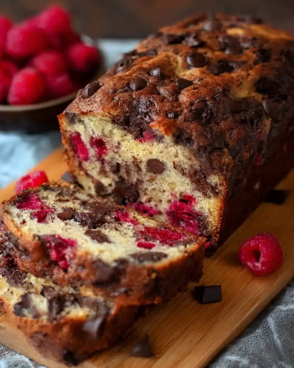 Raspberry Dark Chocolate Banana Bread
