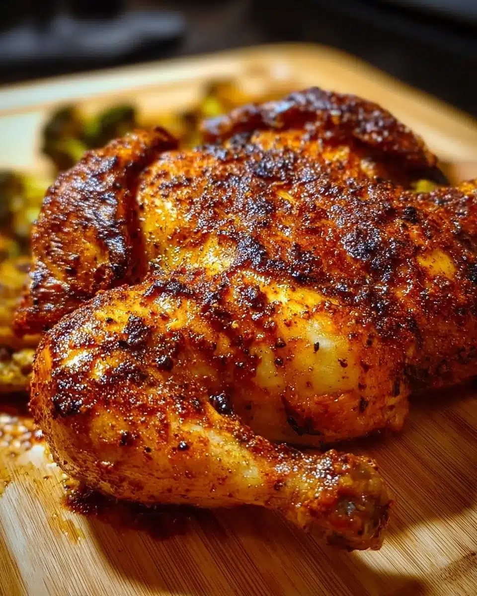 Perfectly roasted spatchcock chicken with herbs and spices