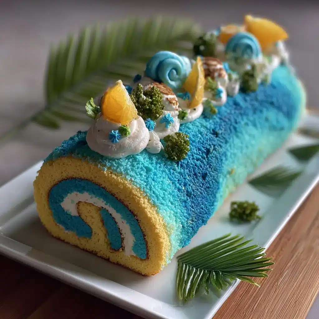 Stitch-Inspired Tropical Blue Cake Roll