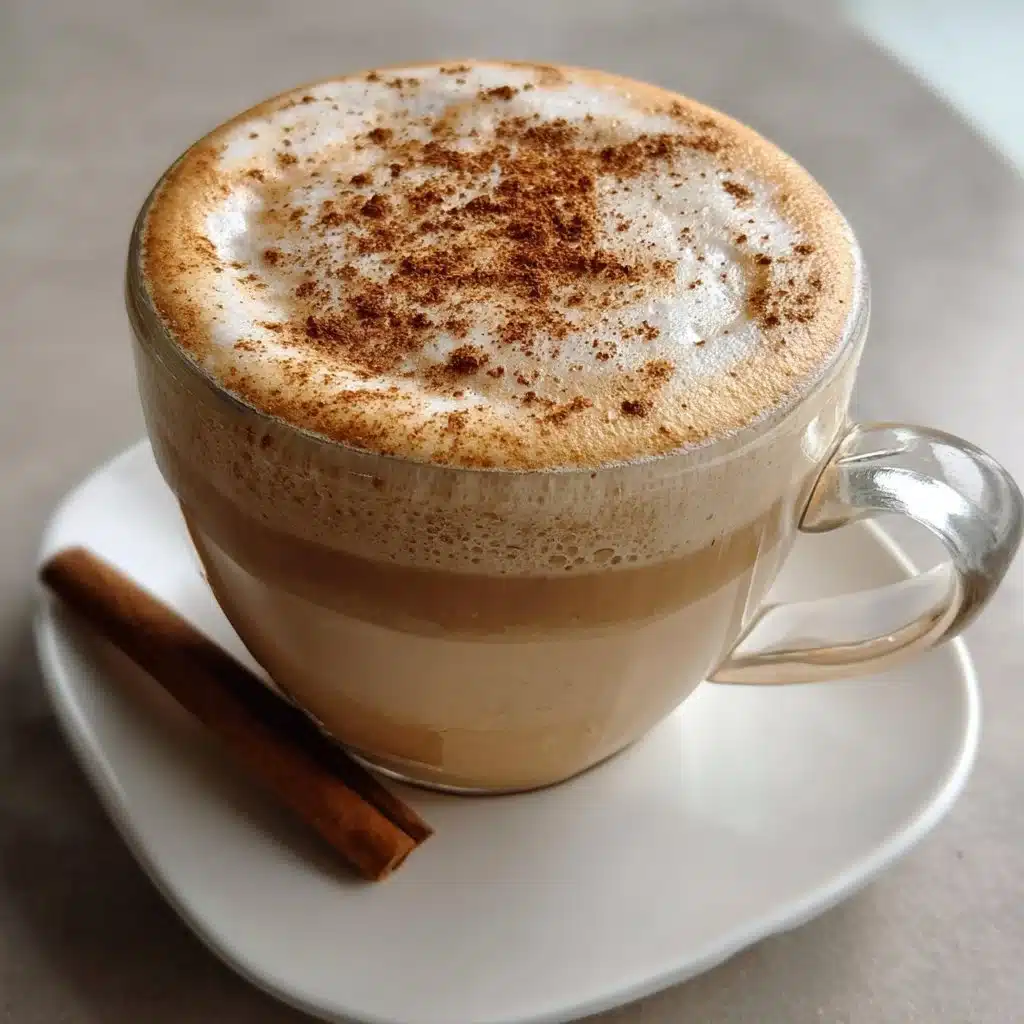 A delicious Vanilla Cinnamon Latte topped with cinnamon and whipped cream.