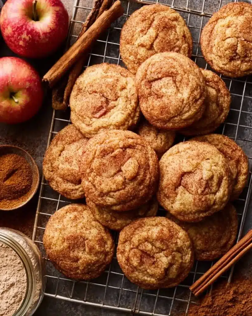 Freshly baked Apple Snickerdoodles with cinnamon and apple chunks