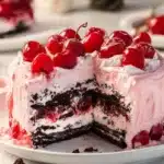 Delicious Black Forest Icebox Cake layered with cherries and chocolate