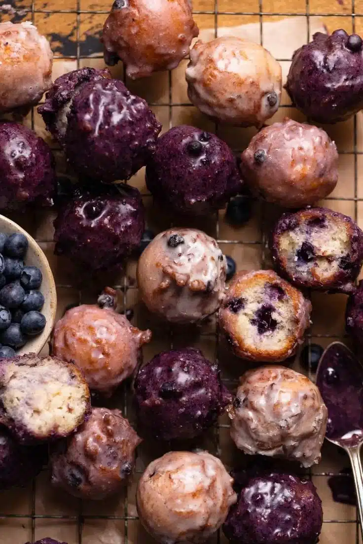 Blueberry Cake Donuts with Blueberry Glaze
