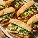 Delicious chicken caesar sandwiches with seasoned chicken and fresh toppings