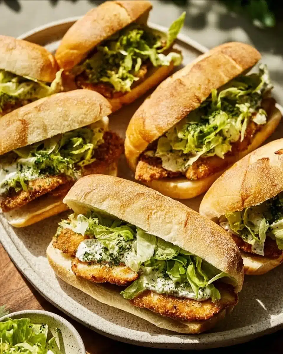 Delicious chicken caesar sandwiches with seasoned chicken and fresh toppings
