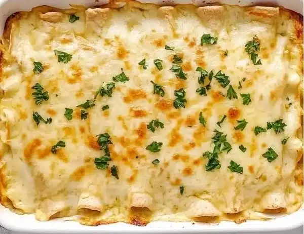 Chicken Enchiladas with Sour Cream White Sauce