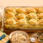 Delicious Chicken Pot Pie Casserole served in a rustic dish
