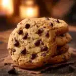 Batch of chocolate chip crispy cookies on a cooling rack