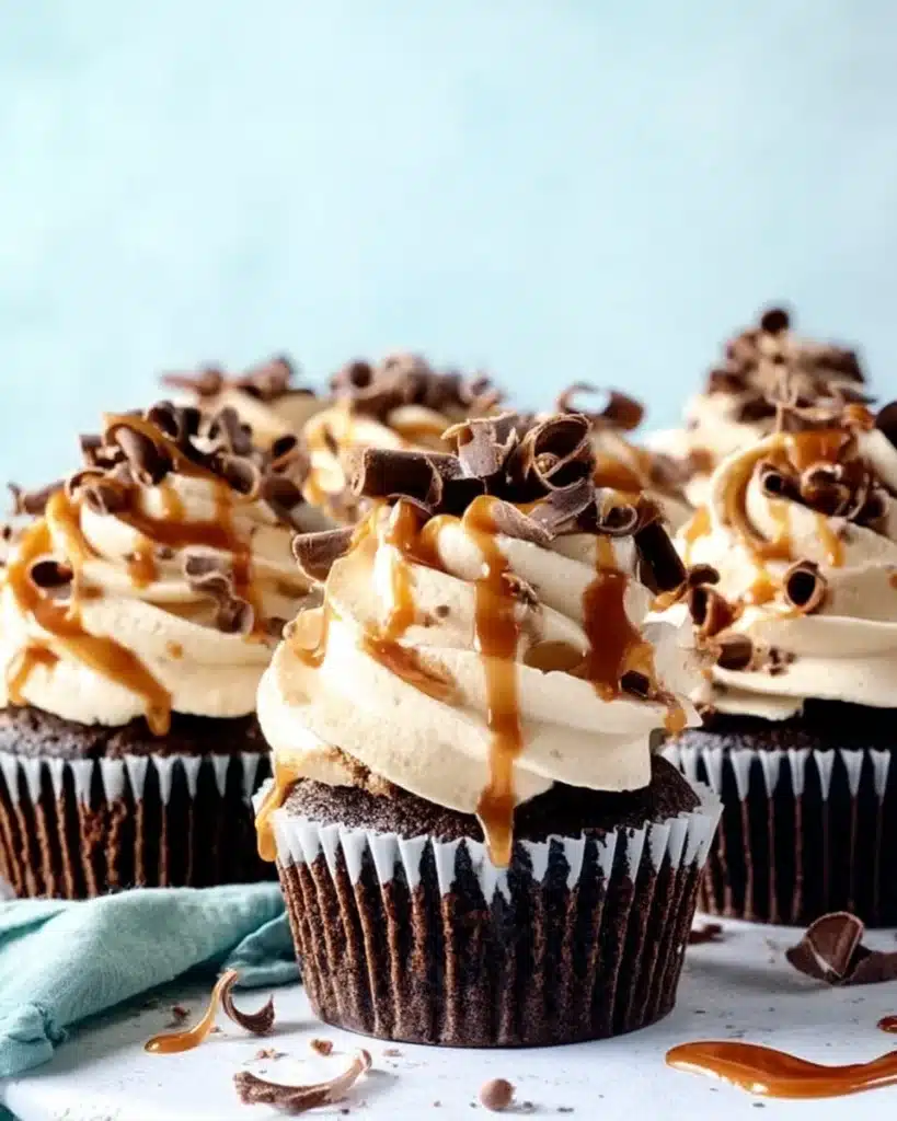 Chocolate Espresso Cupcakes with Salted Caramel Buttercream topping