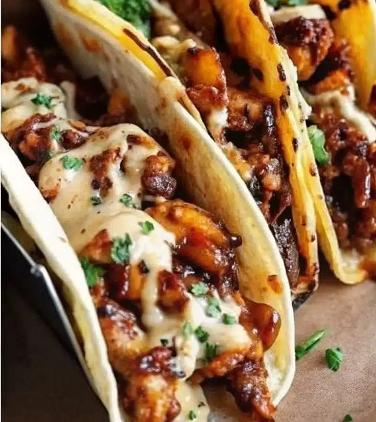 Garlic Butter Honey BBQ Chicken Tacos