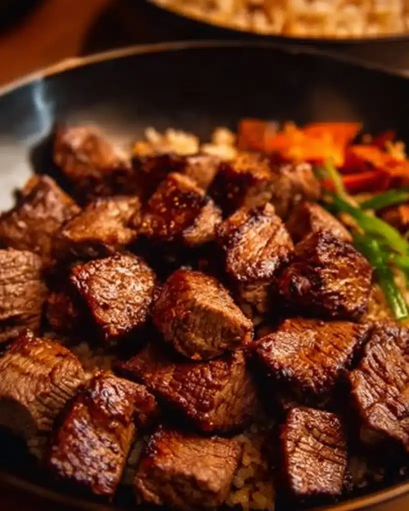 Delicious Hibachi Steak Bowl with grilled steak, rice, and vegetables