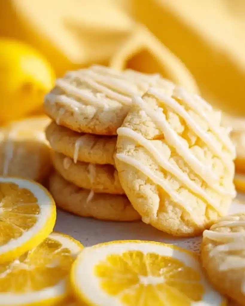 Freshly baked lemon sugar cookies on a plate