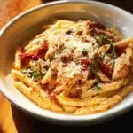 Delicious Marry Me Chicken Pasta garnished with herbs on a plate