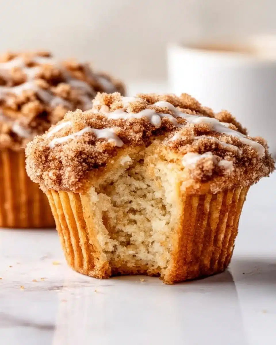 Moist and fluffy coffee cake muffins with cinnamon streusel topping
