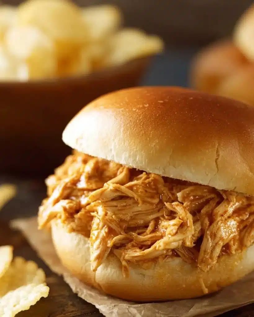 Ohio shredded chicken sandwiches piled high with tender, flavorful meat