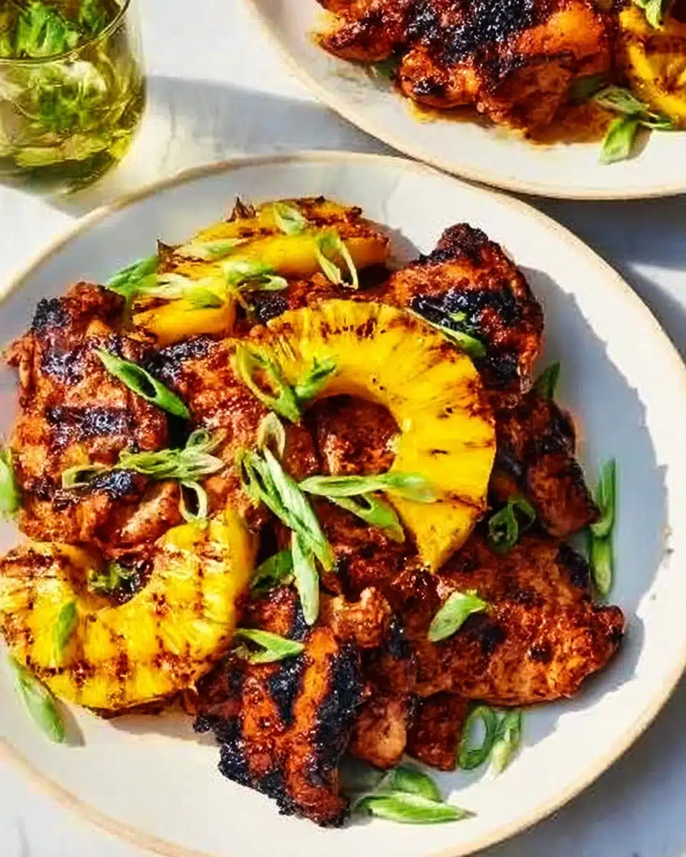 Healthy grilled pineapple chicken dish for Paleo and Whole30 diets