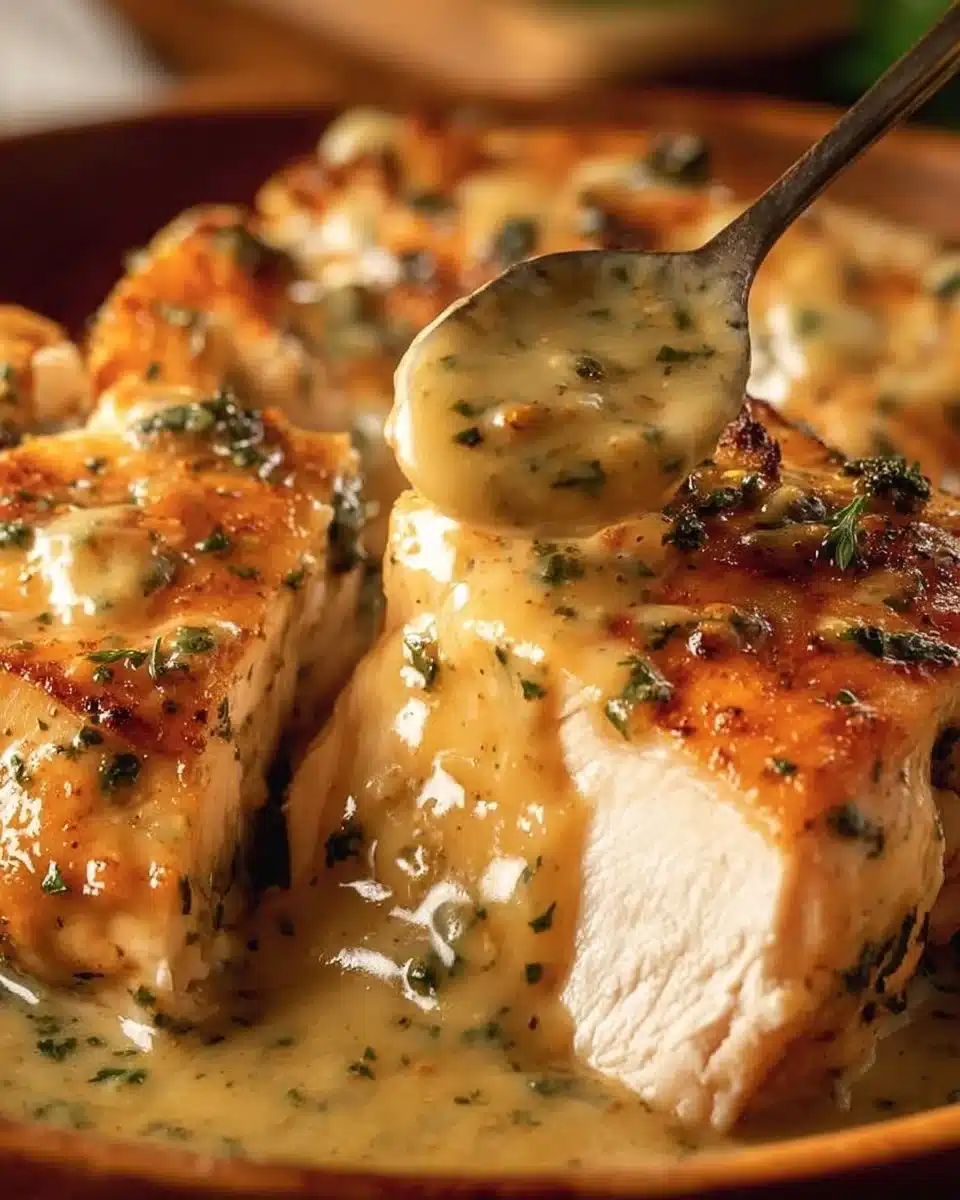Delicious ranch chicken cooked in a crock pot with herbs and spices.