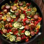 Colorful Sausage Veggies Skillet cooked to perfection with fresh ingredients