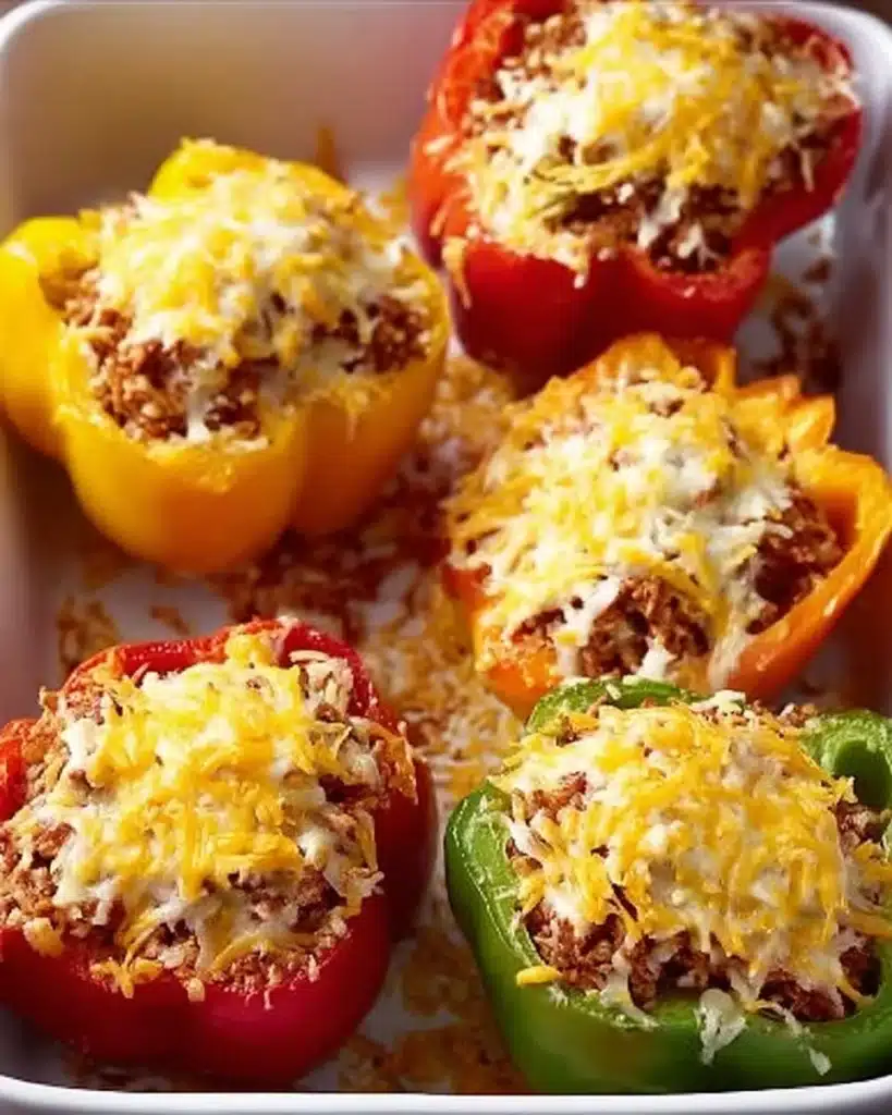 Deliciously stuffed bell peppers filled with savory meat and vegetables