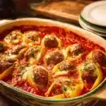 Deliciously stuffed jumbo pasta shells ready to serve