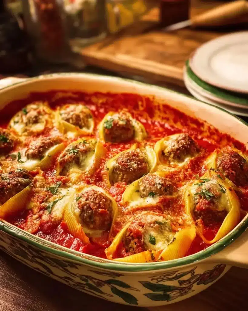 Deliciously stuffed jumbo pasta shells ready to serve