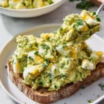 Delicious avocado egg salad served on a plate