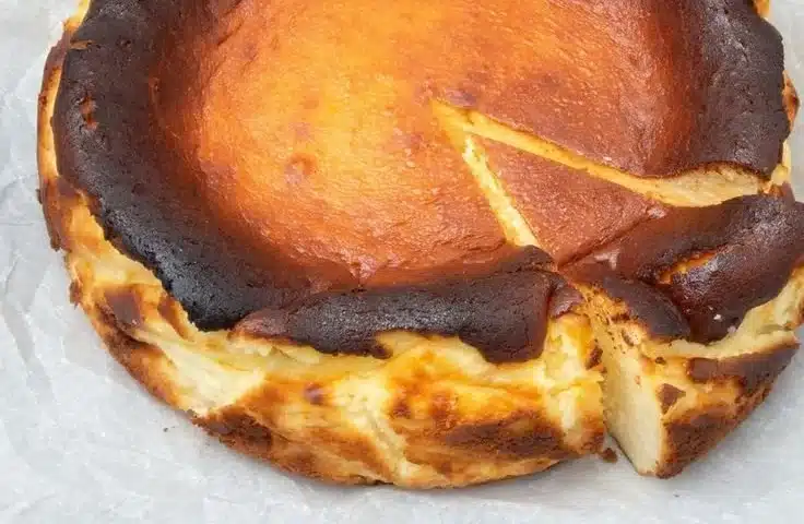 Delicious Basque Burnt Cheesecake with a charred top and creamy texture