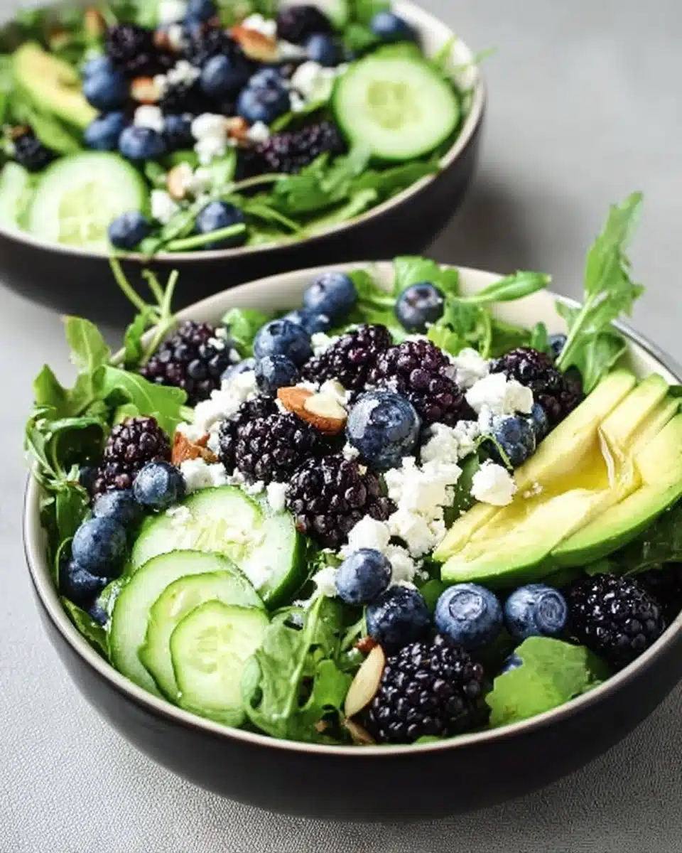 Delicious Blackberry Avocado Salad with fresh ingredients on a plate