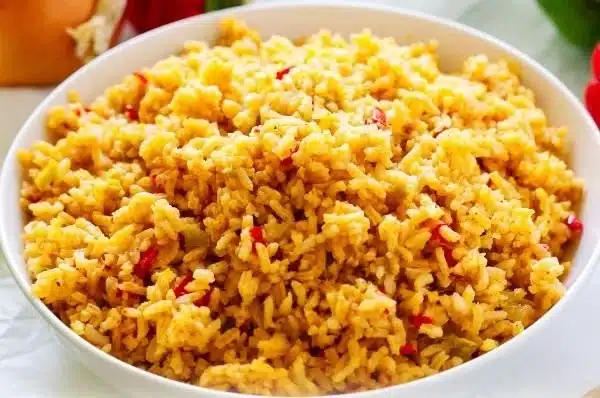 Delicious plate of Cajun Rice with colorful spices and vegetables