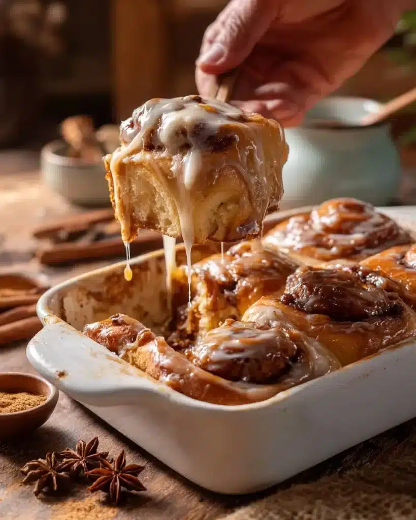 Delicious homemade chai cinnamon rolls with warm spices and icing