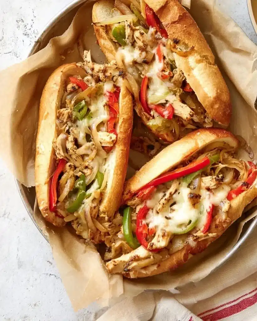 Delicious Chicken Philly sandwich with chicken, peppers, and cheese