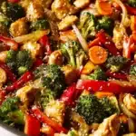 Delicious Chicken Stir-Fry with vibrant vegetables and aromatic spices