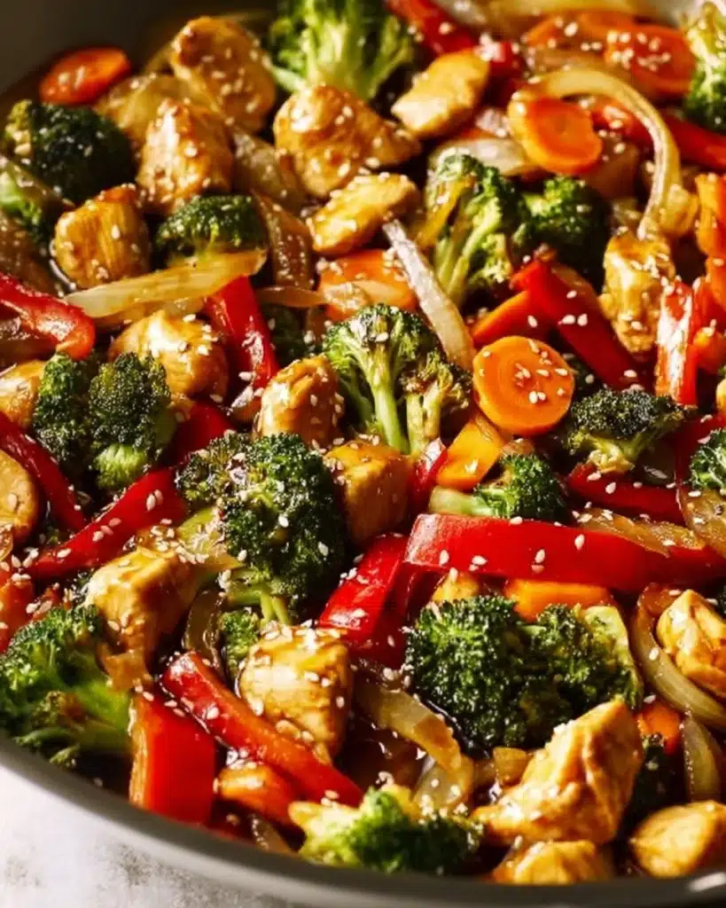 Delicious Chicken Stir-Fry with vibrant vegetables and aromatic spices