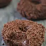Delicious chocolate overload doughnuts topped with rich chocolate glaze and sprinkles