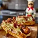 Delicious cornbread hotdogs served with toppings on a plate