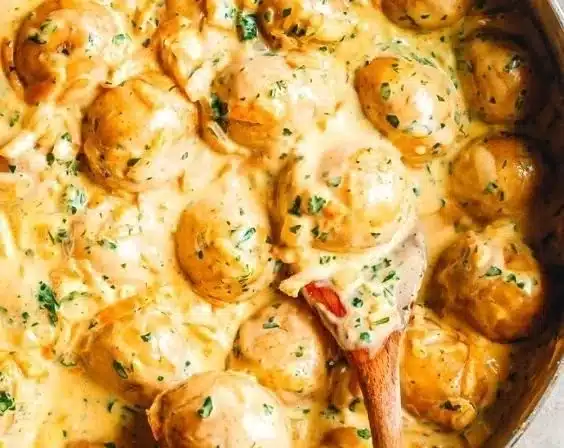 Creamy garlic sauce baby potatoes recipe with savory flavor