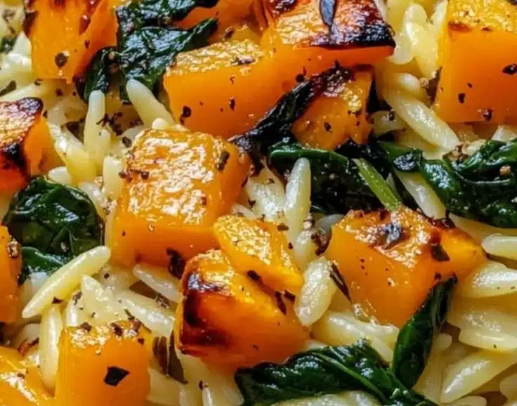 Creamy Orzo with Roasted Butternut Squash and Spinach