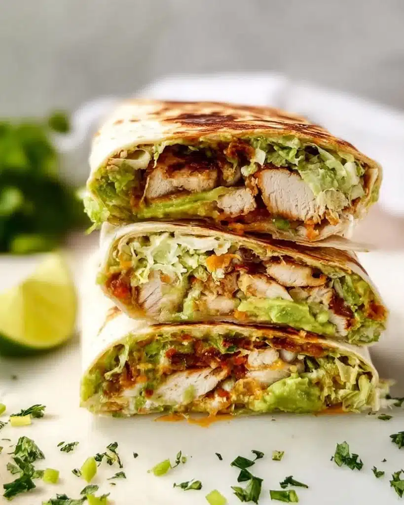 Delicious crispy chicken wrap with fresh ingredients