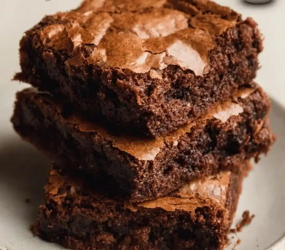 Deliciously rich 3-ingredient Nutella brownies served on a plate