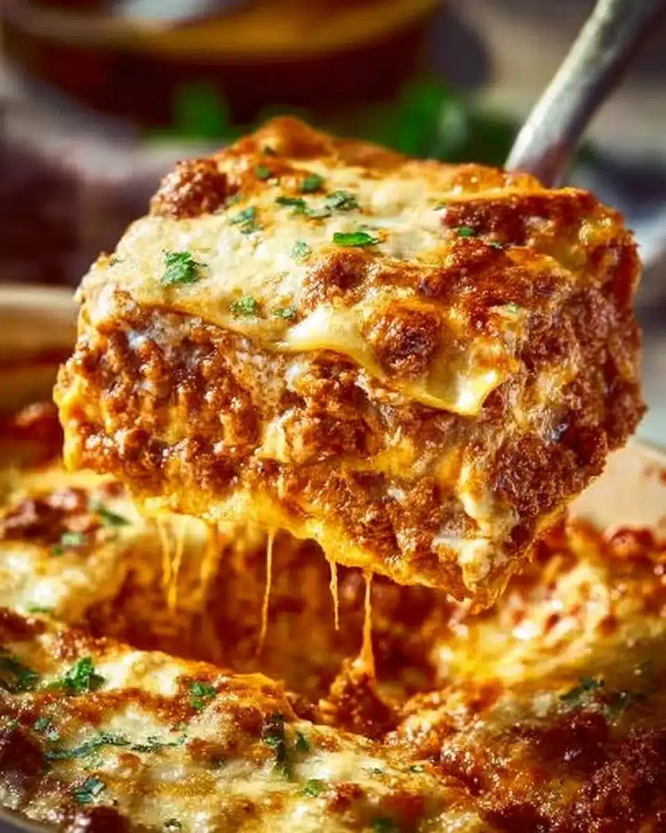 Easy lasagna made with no boil noodles, perfect for a quick and delicious meal.