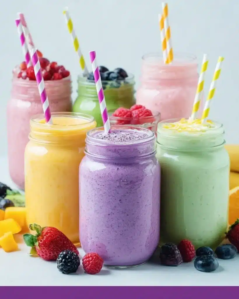 Delicious fruit smoothie made from fresh fruits and yogurt