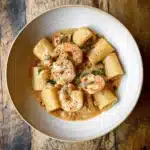 Delicious Marry Me Shrimp Pasta served in a bowl with fresh herbs