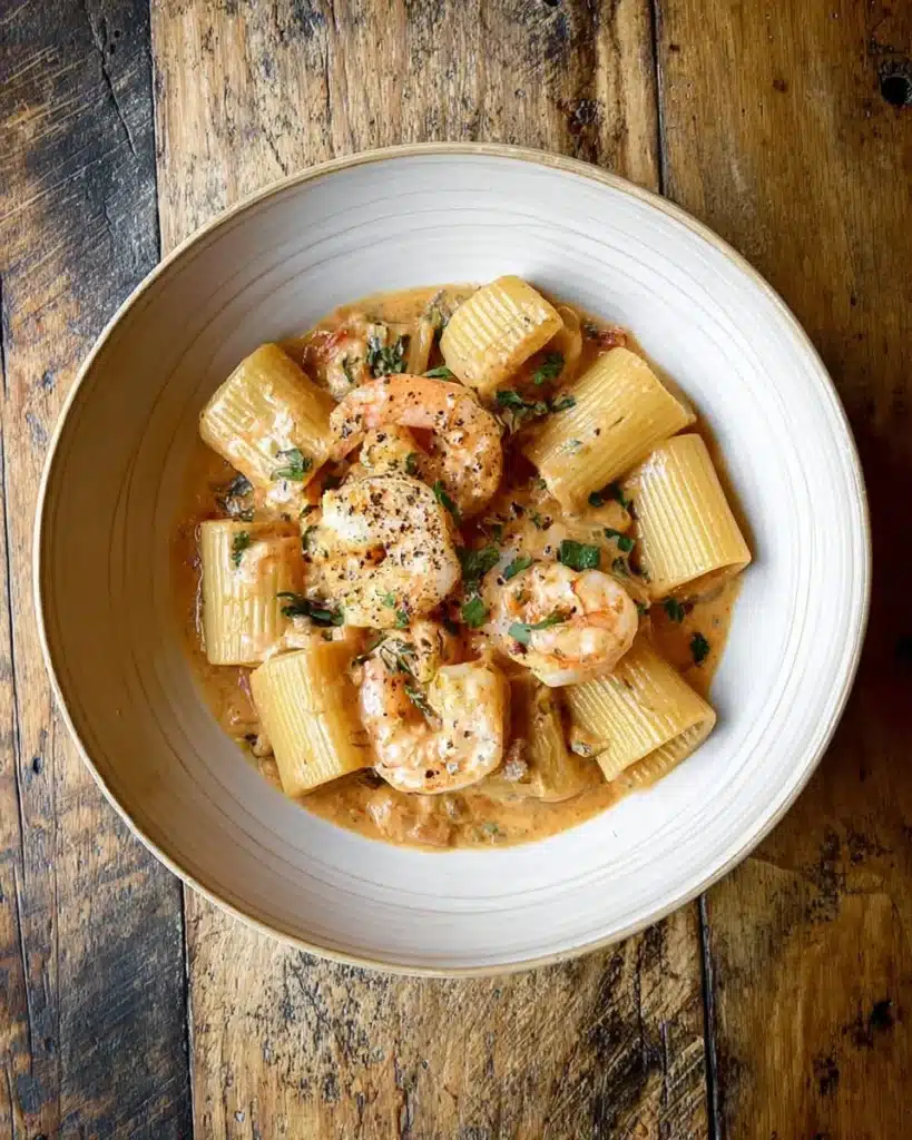 Delicious Marry Me Shrimp Pasta served in a bowl with fresh herbs